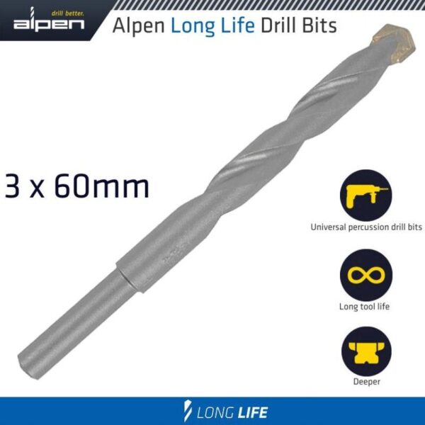 MASONRY DRILL BIT LONG LIFE 3X60MM