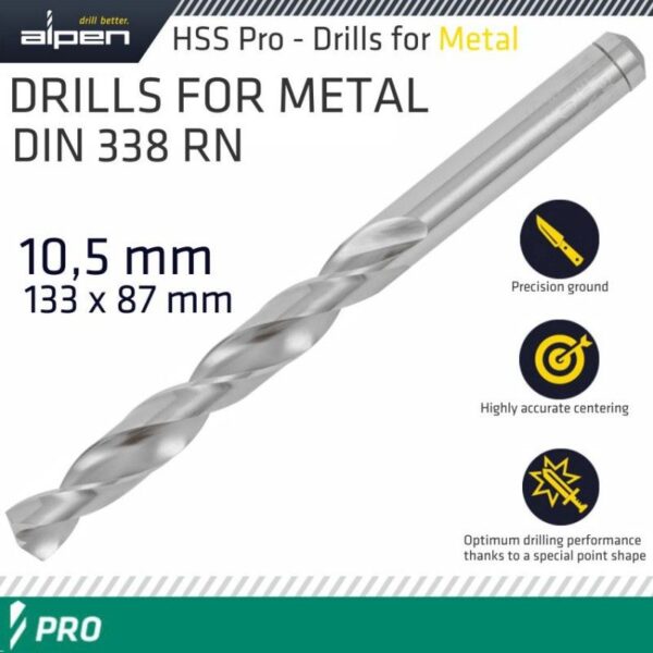 ALPEN PRO HSS 10.50MM DRILL DIN 338