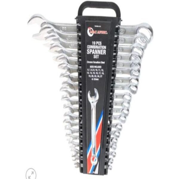 19PCE COMB SPANNER SET C/VANADIUM POLISHED
