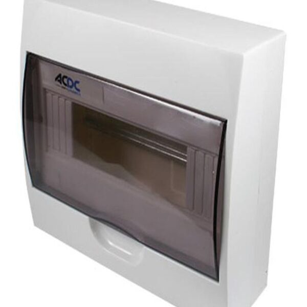 WHITE DIN DB 12 WAY SURFACE WITH DOOR AND TRAY