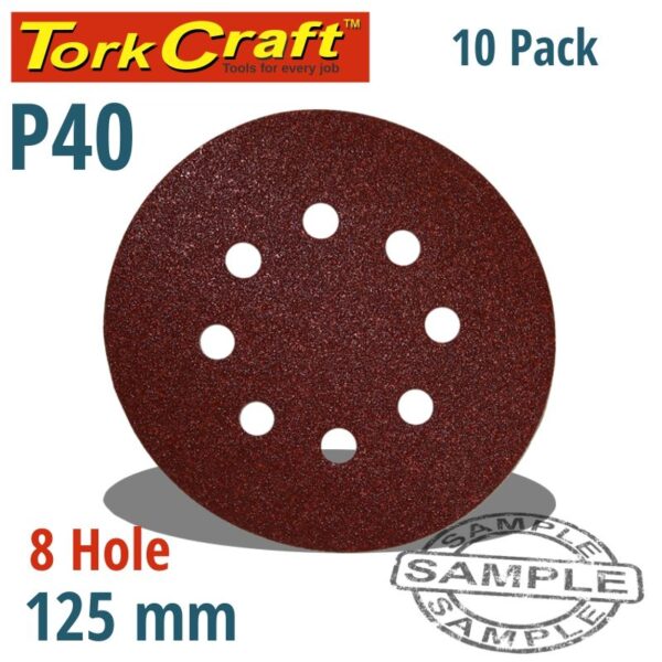 SANDING DISC 125MM 40 GRIT 10 PACK