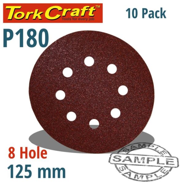 SANDING DISC 125MM 180 GRIT 10 PACK