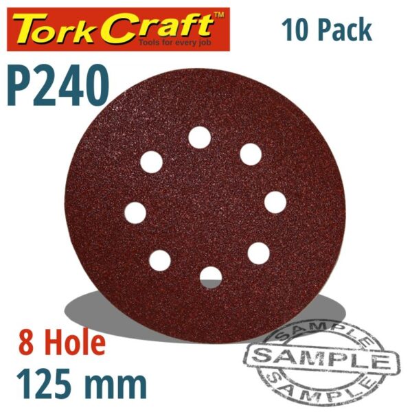 SANDING DISC 125MM 240 GRIT 10 PACK