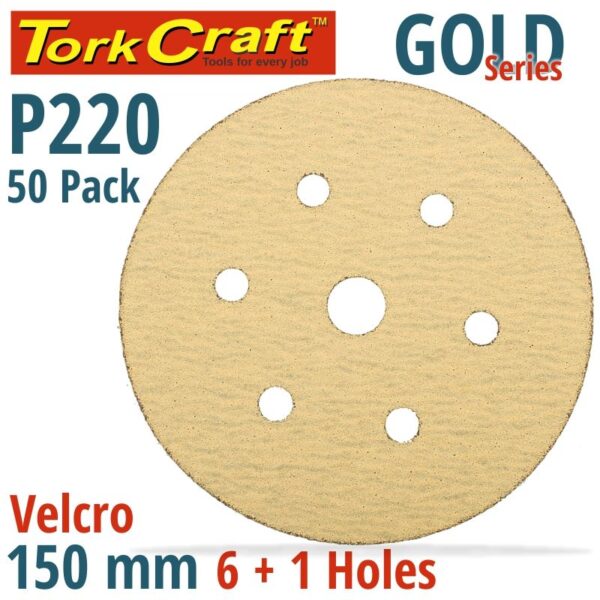 GOLD DISC (50 PIECES) 220 GRIT 150MM