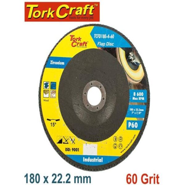 FLAP DISC ZIRCONIUM 180MM 60 GRIT