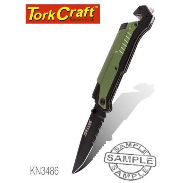 KNIFE SURVIVAL GREEN WITH LED LIGHT