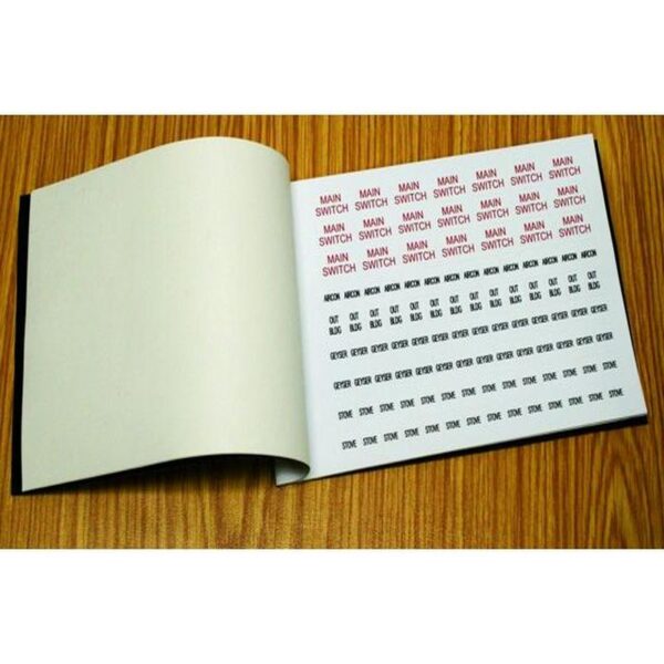 LABEL BOOKLET FOR DISTRIBUTION BOARD MARKING