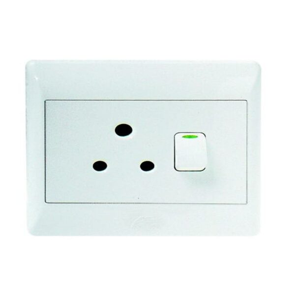 16A SWITCHED SOCKET OUTLET 4X4 WITH WHITE COVER PLATE - Image 2