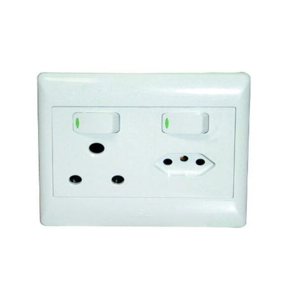 1X16A + 1 EURO SW SOCKET OUTLET 4X4 WITH WHITE COVER PLATE - Image 2