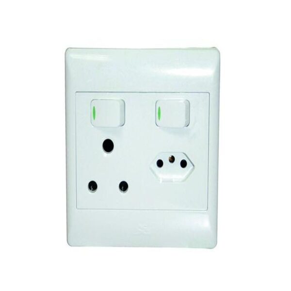 1X16A + 1 EURO SW SOCKET OUTLET 4X4 WITH WHITE COVER PLATE