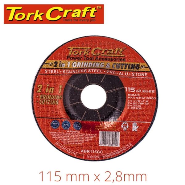 2 IN 1 GRINDING AND CUTTING DISC 115MM