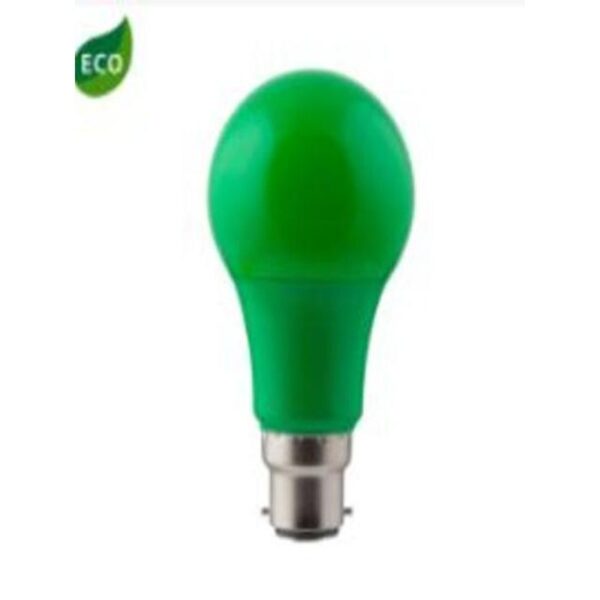 ED COLOURED A60 GLOBE B22 7W GREEN