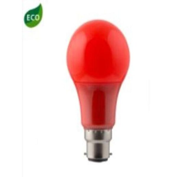 LED COLOURED A60 GLOBE B22 7W RED