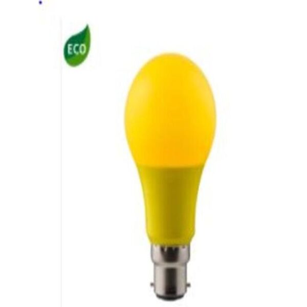 LED COLOURED A60 GLOBE B22 7W YELLOW