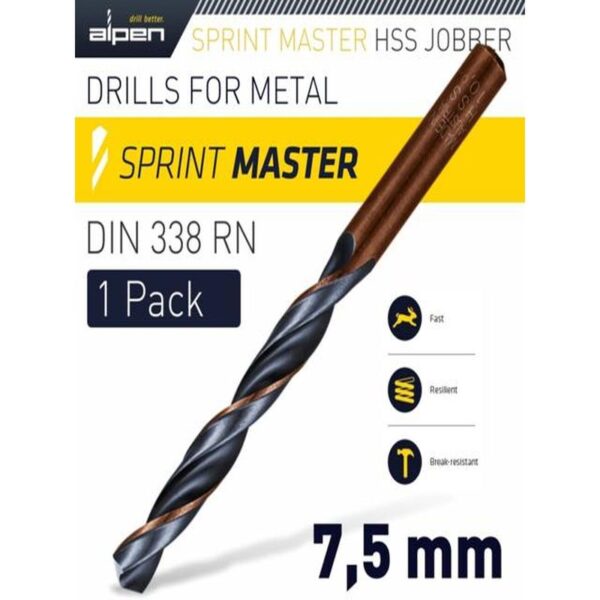 HSS SPRINT MASTER 7.50MM X1 SLEEVED DRILL BIT