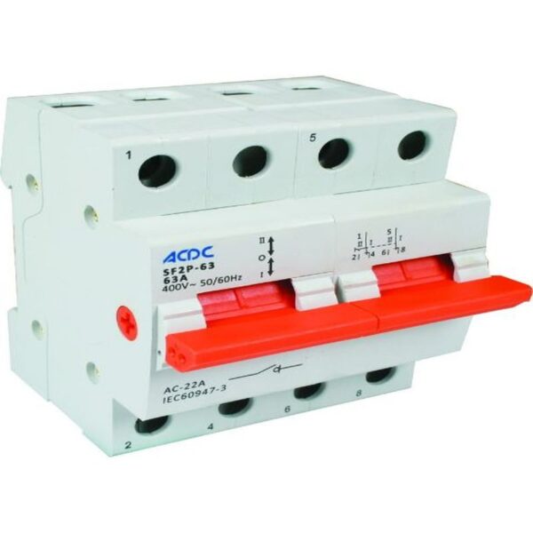 SF2P-63A CHANGE OVERSWITCH 63A 2P DIN RAIL - Image 2