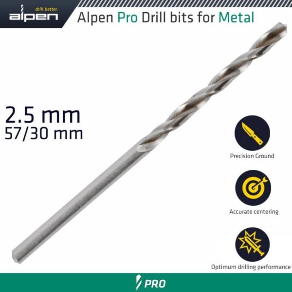 ALPEN PRO HSS 2.50MM DRILL DIN 338 RN