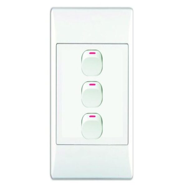 3-LEVER 1-WAY SWITCH 2X4 C/W WHITE COVER PLATE