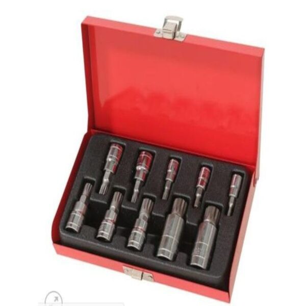 10 PCE XZN TAMP. TRIPLE SQR SPLINE BIT SOCKET 12 POINT