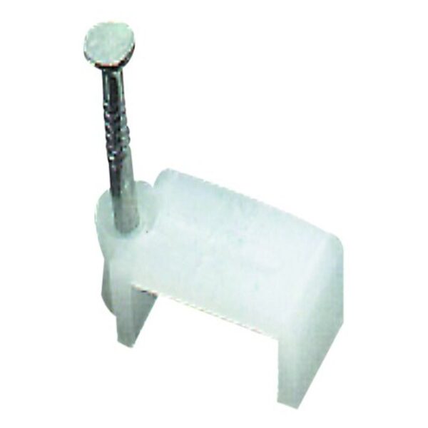 CABLE CLIP.FLATE WHITE C/W NAIL 10.57X8.2MM/100