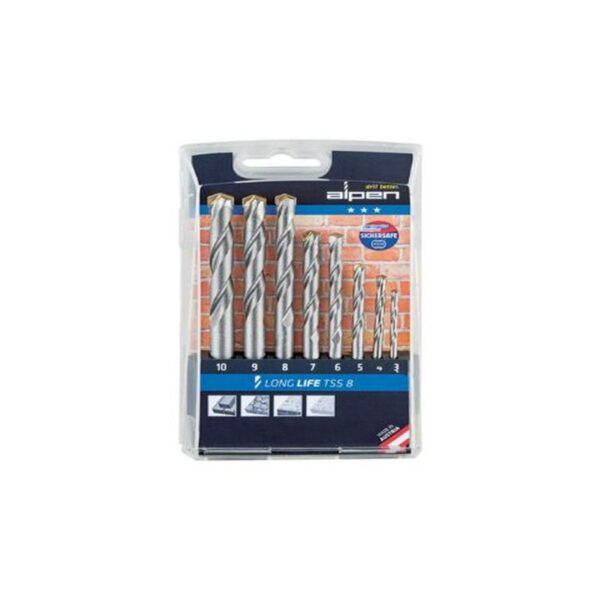 MASONRY DRILL BIT SET 8 PCE LONG