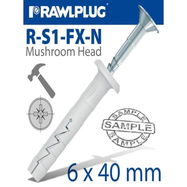 NYL HAMMER-IN FIXING 6X40MM MUSH HE