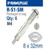 INTERSET CAVITY FIXING M4X32MM X6