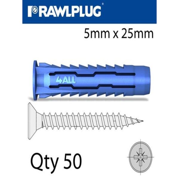 UNIVERSAL NYLON PLUG+SCREWS 5MMX25M