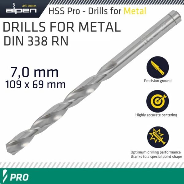 ALPEN PRO HSS 7.00MM DRILL DIN 338 RN