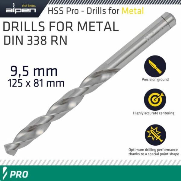 ALPEN PRO HSS 9.50MM DRILL DIN 338