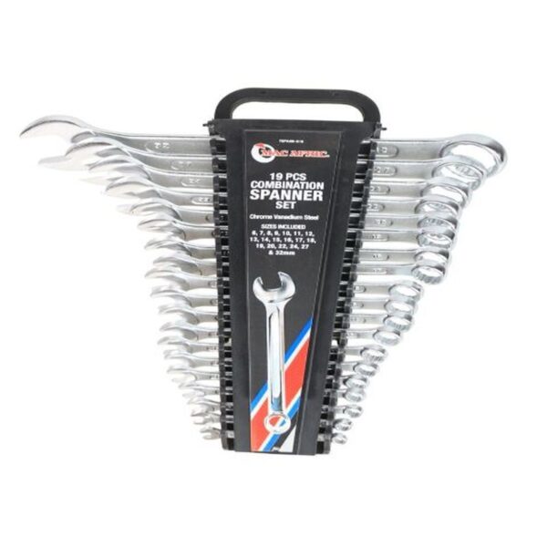 19PCE COMB SPANNER SET C/VANADIUM POLISHED - Image 3