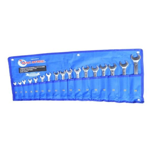 17PCE COMB SPANNER SET C/VANADIUM SATIN 6-24MM - Image 3
