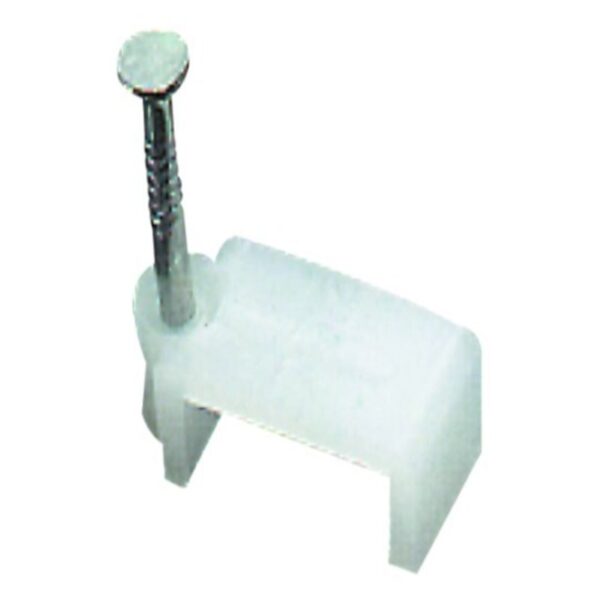 CABLE CLIP.FLATE WHITE C/W NAIL 10.57X8.2MM/100 - Image 3
