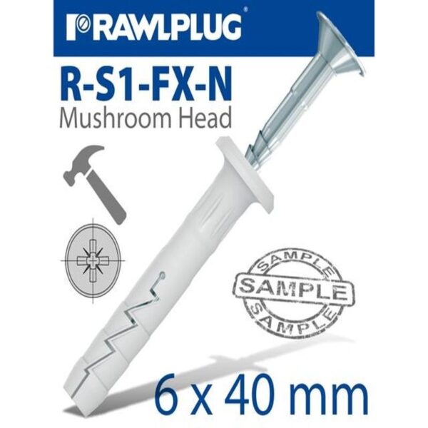 NYL HAMMER-IN FIXING 6X40MM MUSH HE - Image 2