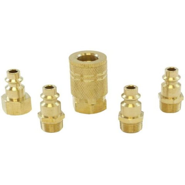 5 PCE QUIK COUPLERS SET 1/4 BSP MILTON TYPE - BRASS - Image 3