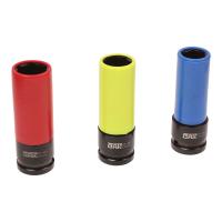 3PCE IMPACT SOCKET 1/2" FOR WHEEL NUTS PLASTIC PROTECTIVE LAYER 17,19,21