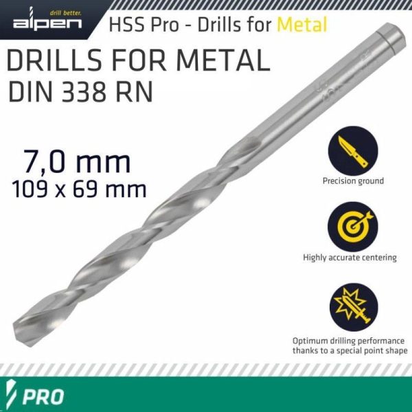 ALPEN PRO HSS 7.00MM DRILL DIN 338 RN - Image 3