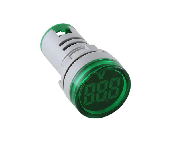 VOLTMETER PILOT LIGHT ROUND GREEN 15-500VAC